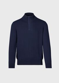 Paul Stuart Cashmere Quarter Zip with Suede Trim, thumbnail 1