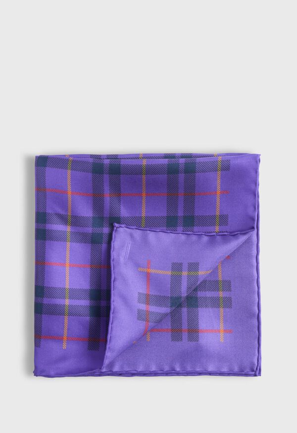 Paul Stuart Silk Plaid Print Pocket Square, image 1