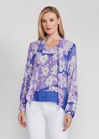 Paul Stuart Floral Tie Front Silk Blouse, thumbnail 1