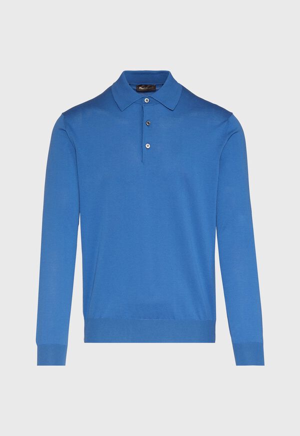 Paul Stuart Long Sleeve Cotton Polo Shirt, image 1