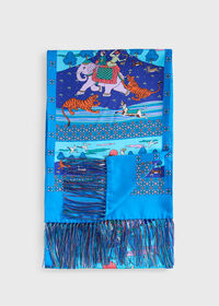 Paul Stuart Silk Tiger Scene Printed Scarf, thumbnail 1