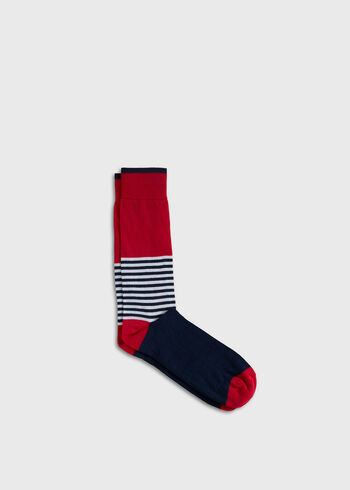 Paul Stuart Colorblock and Stripe Crew Sock