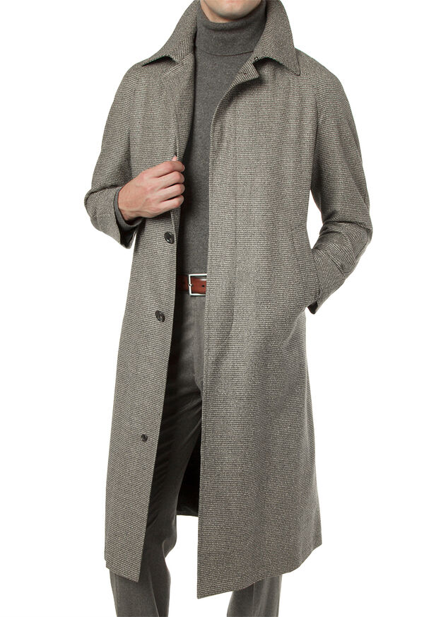 Paul Stuart Brown Houndstooth Raglan Overcoat, image 1