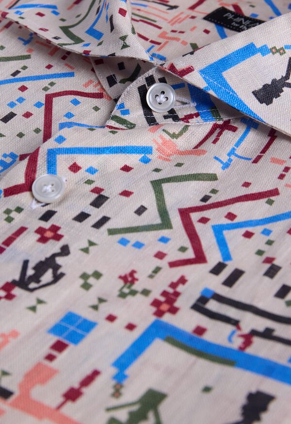 Paul Stuart Printed Linen Sport Shirt, image 3