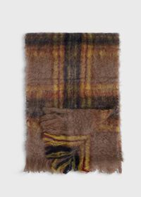 Paul Stuart Tan and Yellow Mohair Plaid Scarf, thumbnail 1