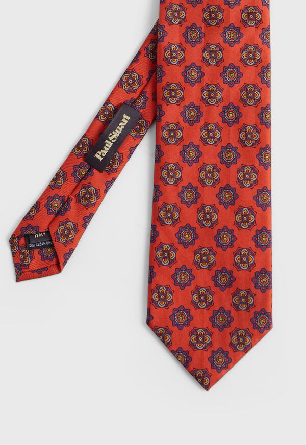 Paul Stuart Printed Silk Floral Medallion Tie, image 1