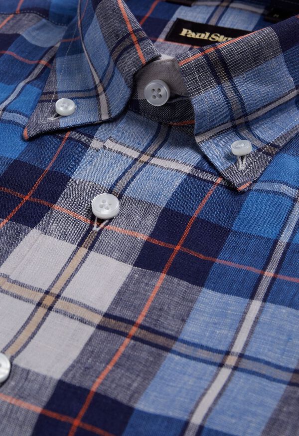 Paul Stuart Linen Plaid Sport Shirt, image 2