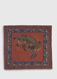 Paul Stuart Armed Fox Print Wool Pocket Square, thumbnail 12