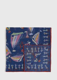 Paul Stuart Vintage Beach Scene Pocket Square, thumbnail 1