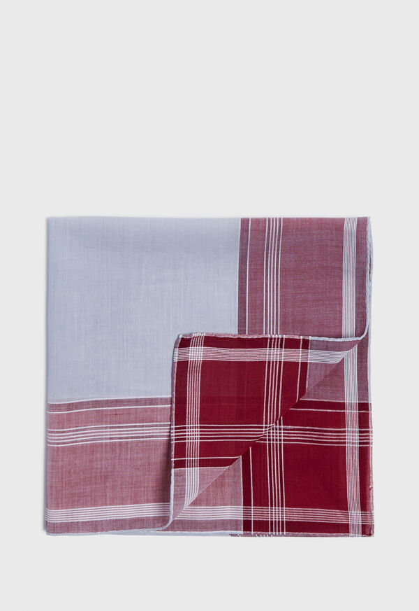 Paul Stuart Two Tone Satin Check Pocket Square, image 1