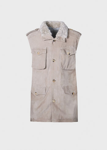 Paul Stuart Suede & Shearling Safari Vest