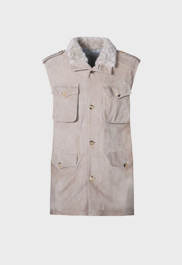 Paul Stuart Suede & Shearling Safari Vest, image 1