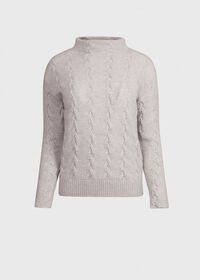 Paul Stuart Wool and Cashmere Blend Fancy Cable Funnel Neck Sweater, thumbnail 1