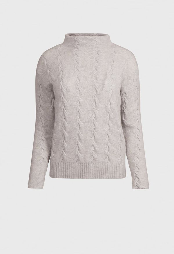 Paul Stuart Wool and Cashmere Blend Fancy Cable Funnel Neck Sweater, image 1