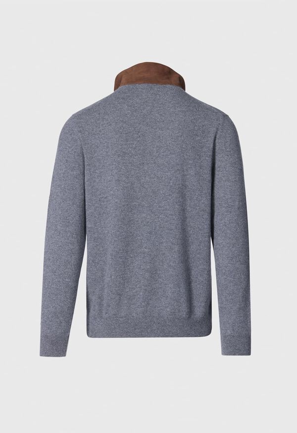 Paul Stuart Cashmere Long Sleeve Polo with Suede, image 3