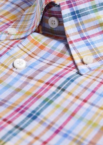 Paul Stuart Linen Multicolor Plaid Sport Shirt