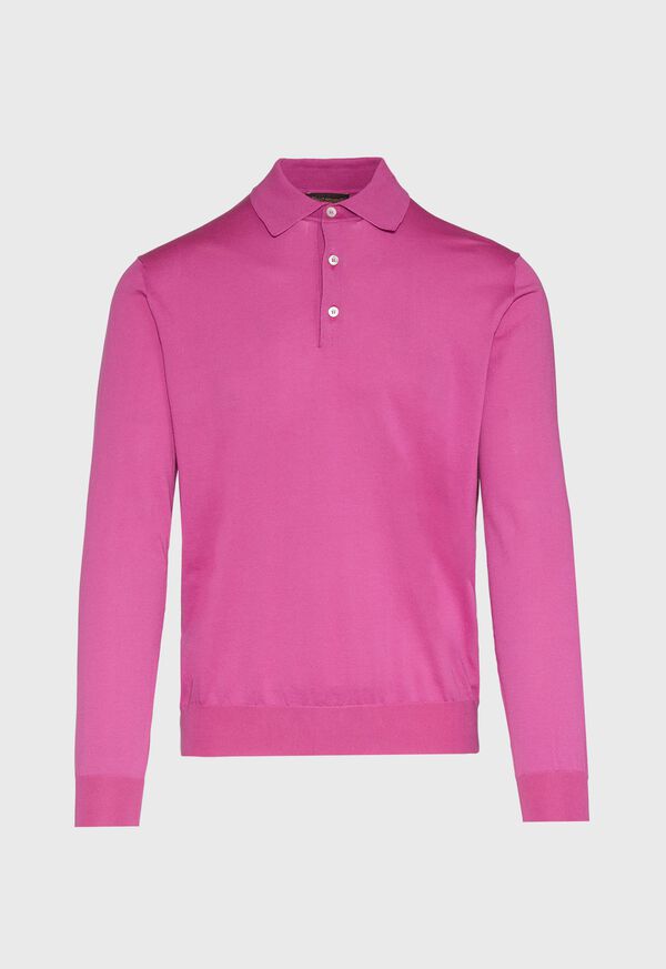 Paul Stuart Long Sleeve Cotton Polo Shirt, image 1