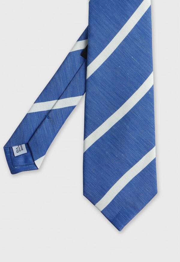 Paul Stuart Printed Silk & Linen Stripe Tie