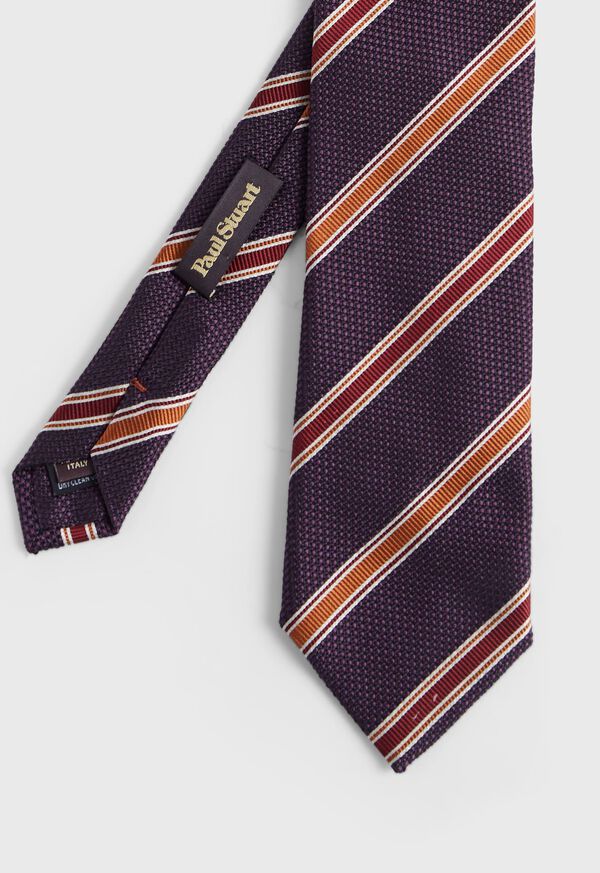 Paul Stuart Woven Silk Textured Stripe Tie, image 1
