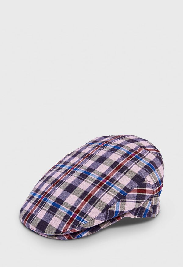 Paul Stuart Linen Check Flat Cap, image 1