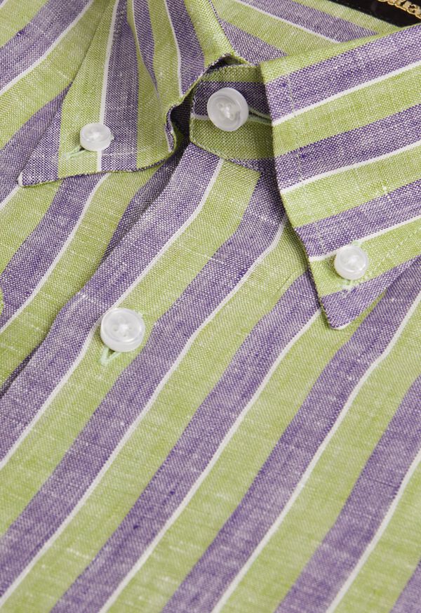 Paul Stuart Linen 2 Color Awning Stripe Sport Shirt, image 2
