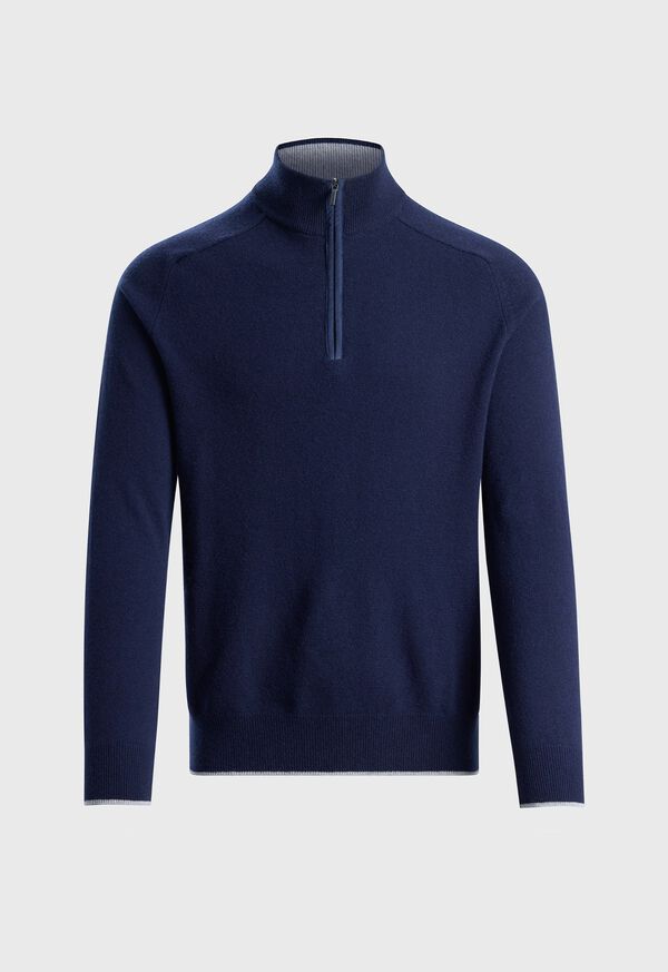 Paul Stuart Suede Trim Quarter Zip Pullover, image 1