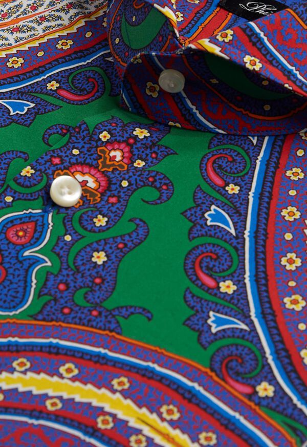 Paul Stuart Blue Paisley Cotton Shirt, image 2