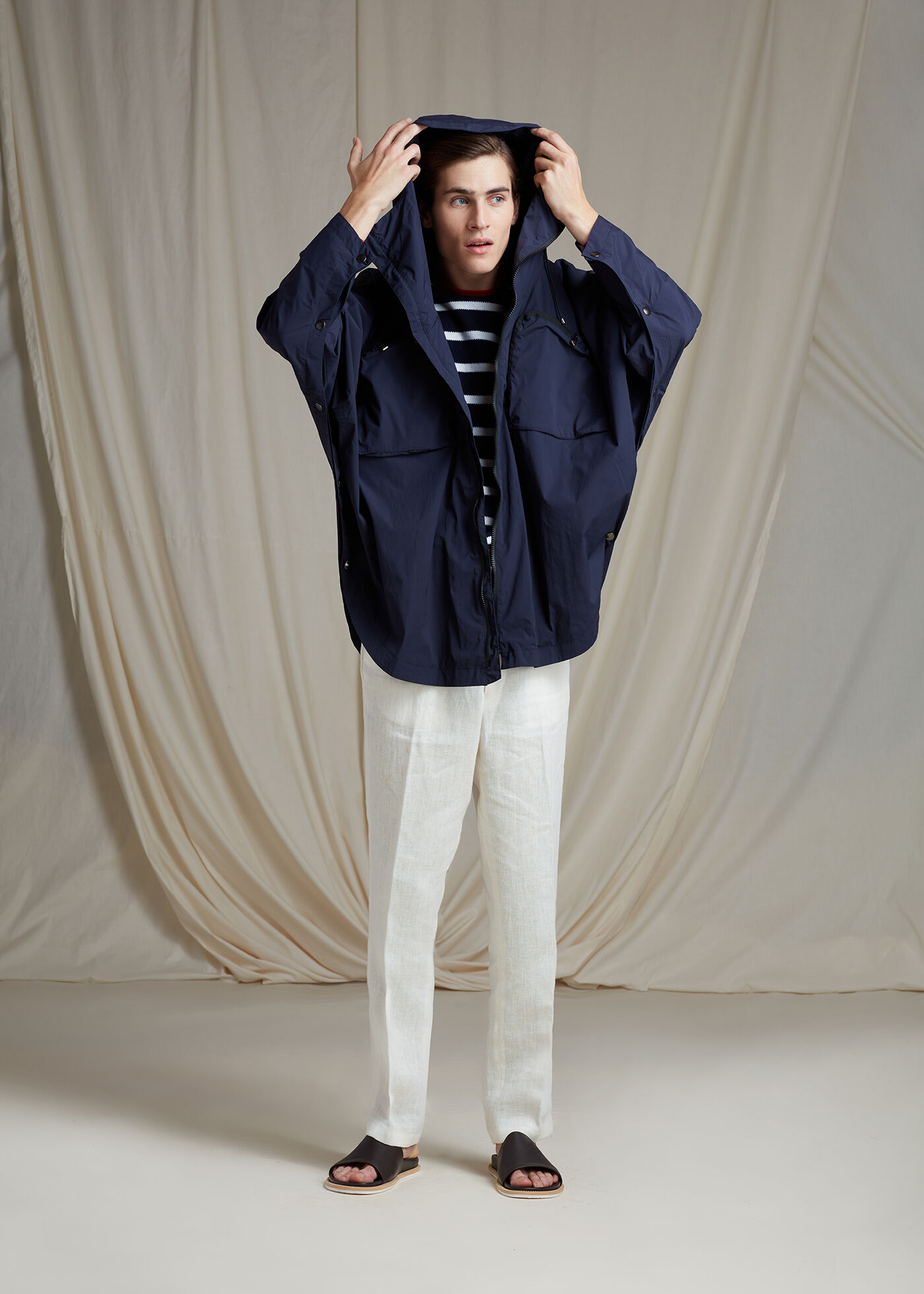 Navy blue cape jacket deals
