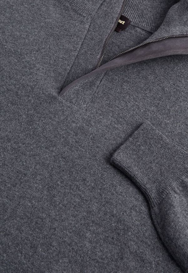 Paul Stuart Quarter Zip Sweater with Suede Trim, image 2