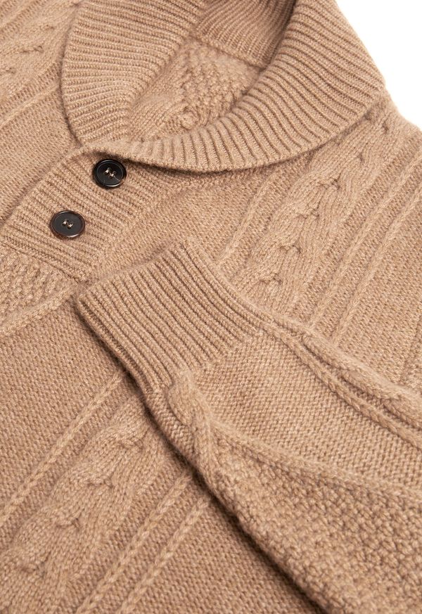 Paul Stuart Cashmere Cable Knit Shawl Collar Pullover, image 3