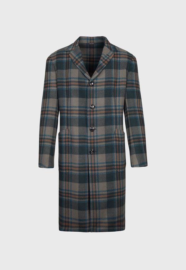 Paul Stuart Taupe Multi Color Plaid Coat, image 1