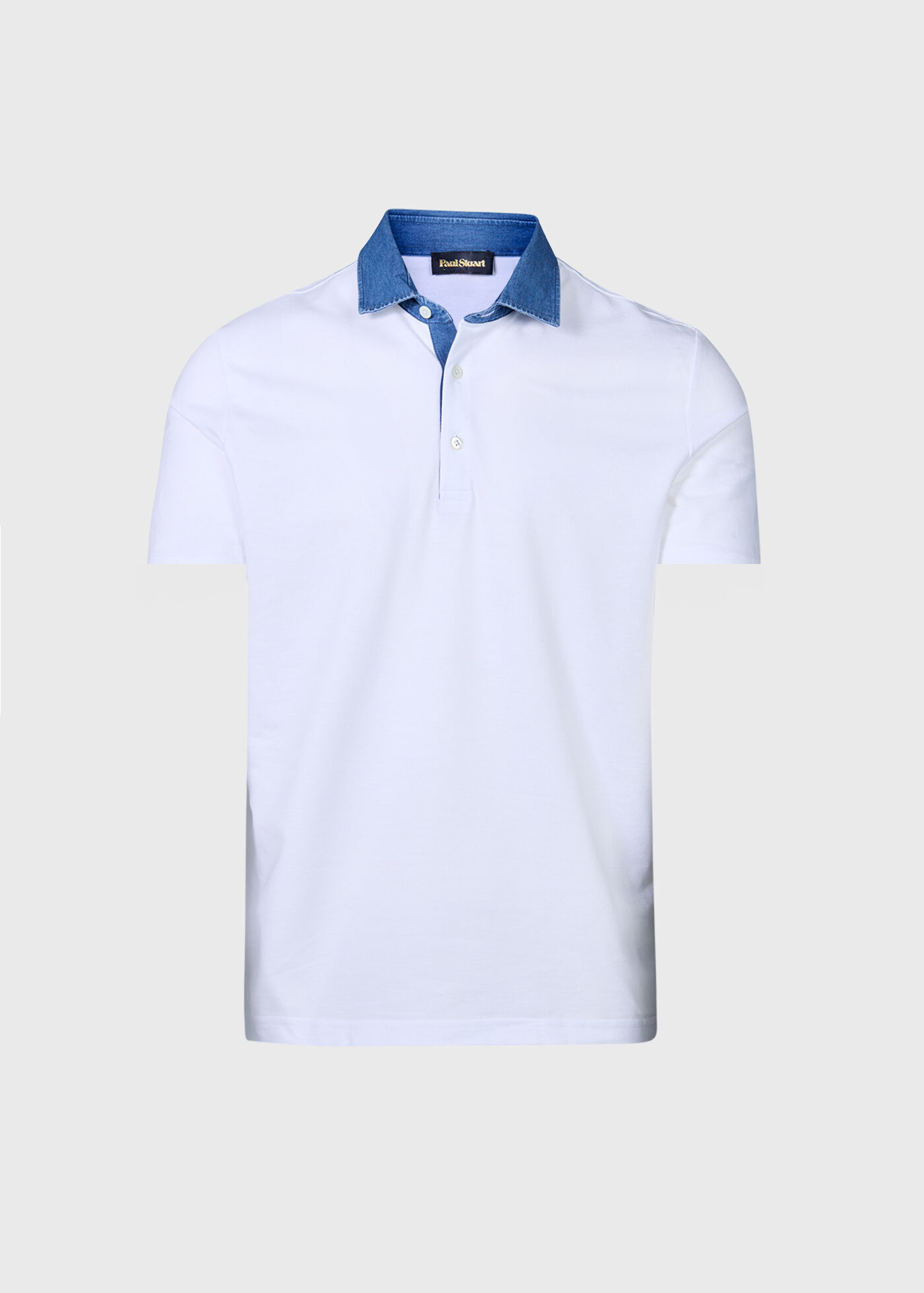 Cotton Pique Polo with Denim Collar