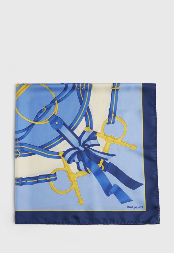 Paul Stuart Navy Silk Printed Belt And Ribbon Scarf, image 2