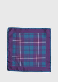 Paul Stuart Plaid Pocket Square With Contrast Border, thumbnail 2