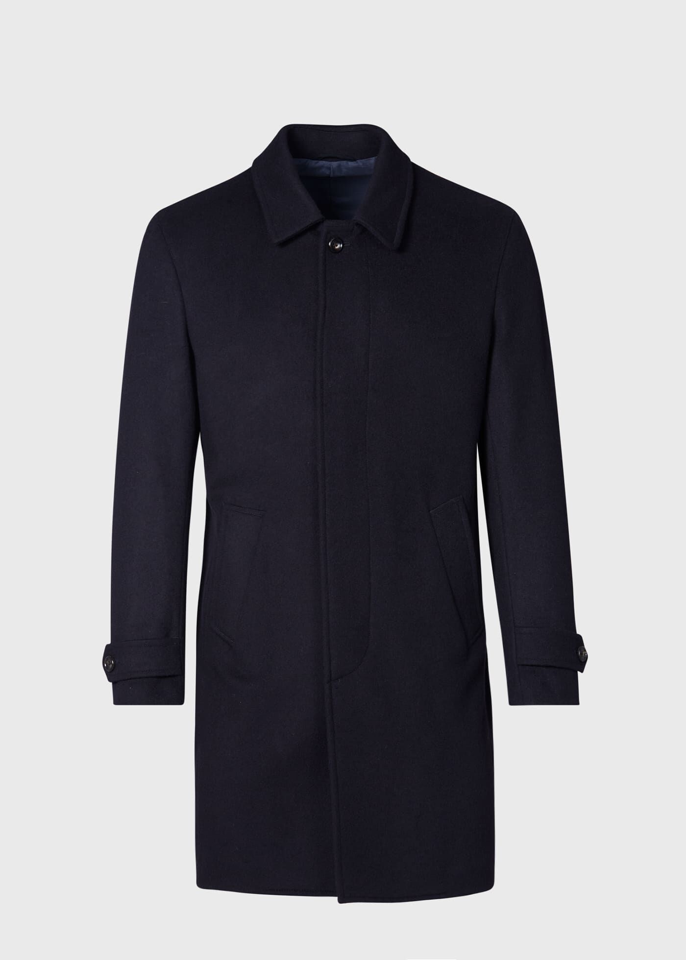 Wool Balmacaan Collar Coat