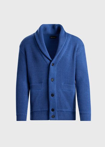 Paul Stuart Shawl Collar Ribbed Cardigan