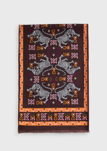 Paul Stuart Wool & Silk Exotic Print Scarf