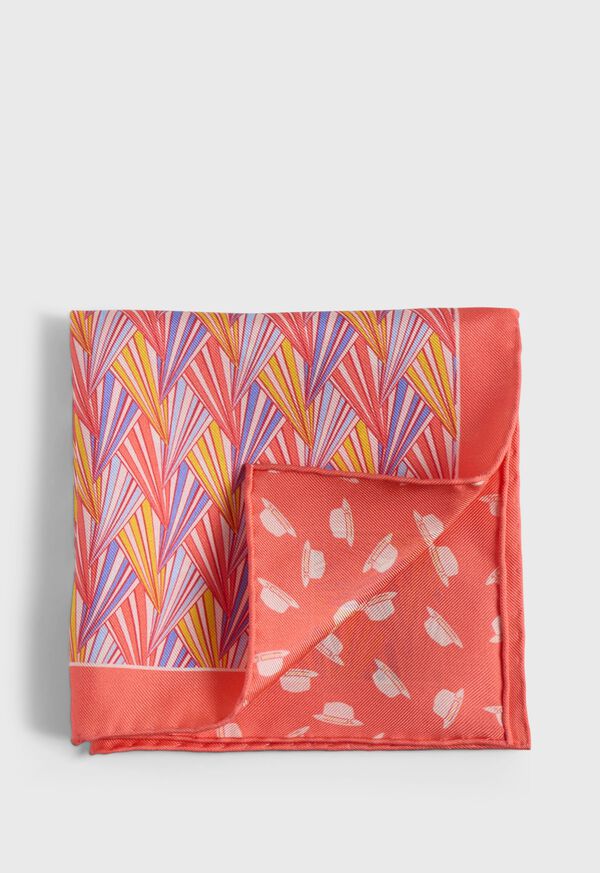 Paul Stuart Printed Silk Basketweave Pocket Square, image 1
