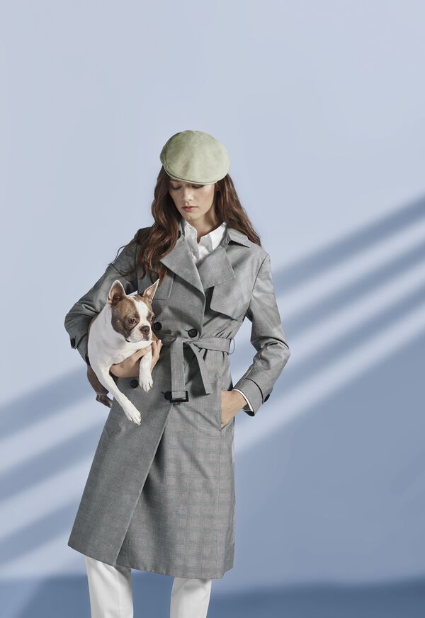 Paul Stuart Plaid Trench Coat with Raker, image 2