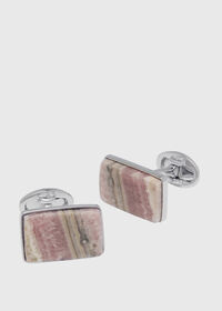 Paul Stuart Square Honey Rhodocrosite & Sterling Silver Cufflinks, thumbnail 1