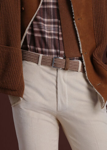 Paul Stuart Braided Wool Belt with Suede Trim