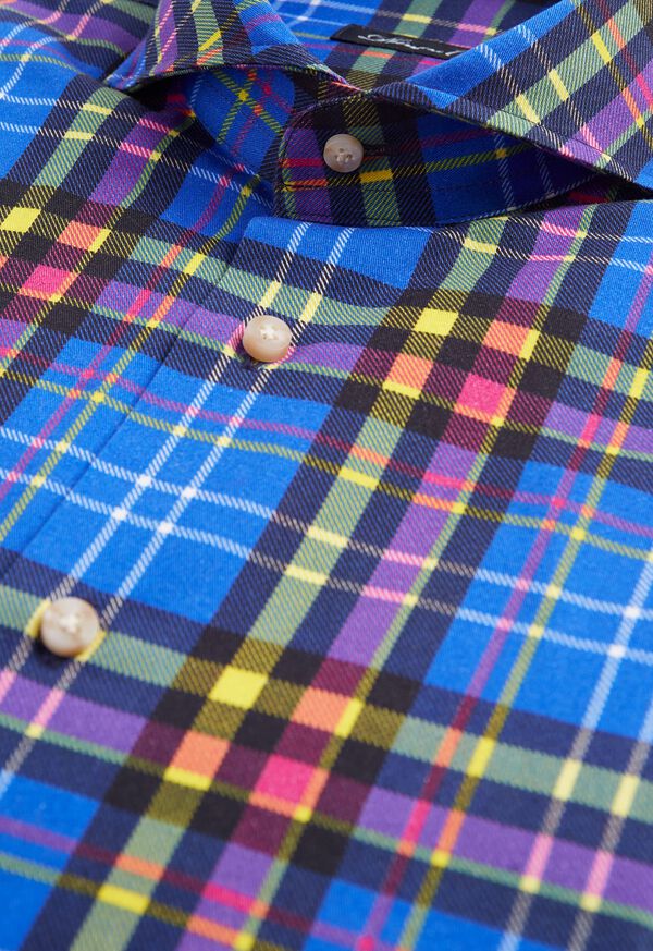 Paul Stuart Printed Plaid Brushed Cotton Shirt, image 2