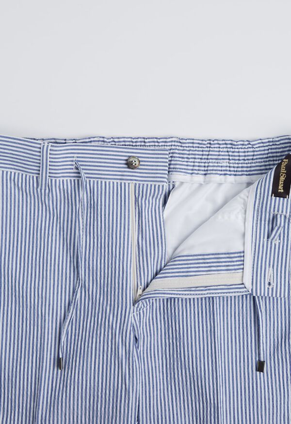 Paul Stuart Blue & White Stripe Seersucker Drawstring Pant, image 2