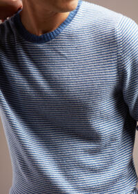 Paul Stuart Blue Striped Cashmere Crewneck Sweater, thumbnail 3