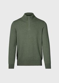 Paul Stuart Cashmere Quarter Zip with Suede Trim, thumbnail 1