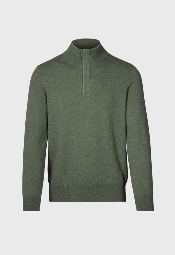 Paul Stuart Cashmere Quarter Zip with Suede Trim, image 1