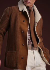 Paul Stuart Shearling Trim Cardigan, thumbnail 2