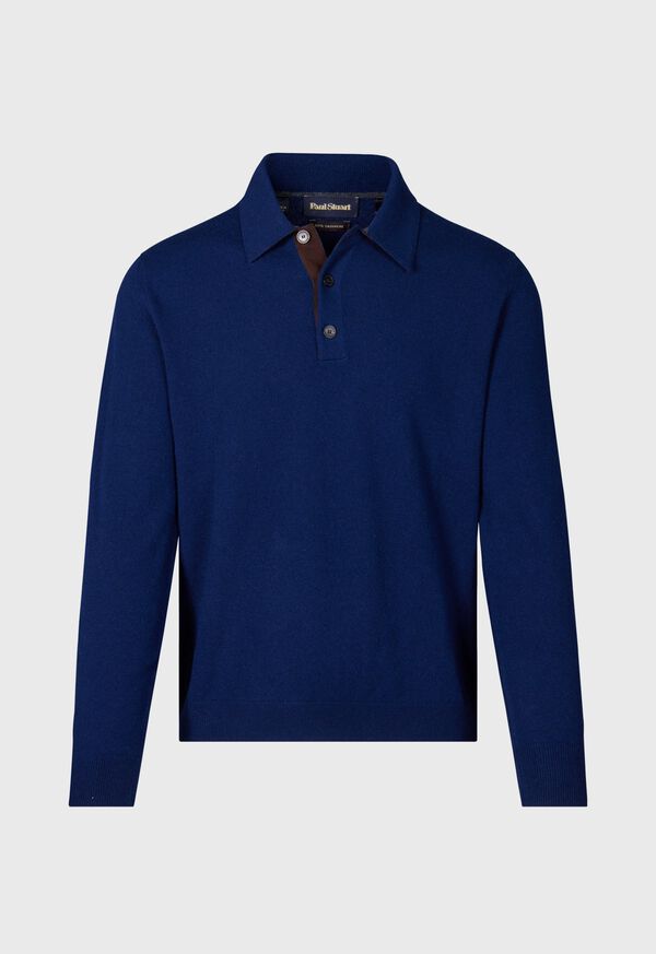 Paul Stuart Cashmere Polo with Suede Trim, image 1