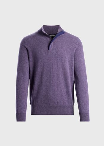 Paul Stuart Cashmere Quarter Zip&nbsp;With Suede Trim
