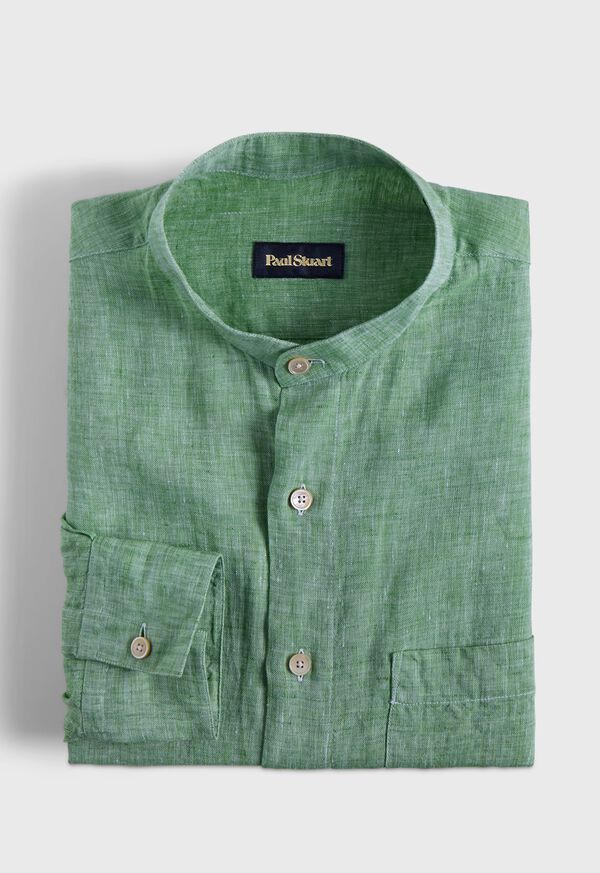 Paul Stuart Washed Linen Stand Collar Shirt, image 1
